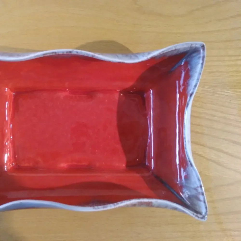 Vintage MCM Drip Pottery Ceramic Ashtray Trinket Tray